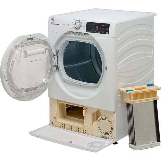 Hoover H-DRY 350 HRE C10TE-80 Wifi Connected 10Kg Condenser Tumble Dryer - White - Door open